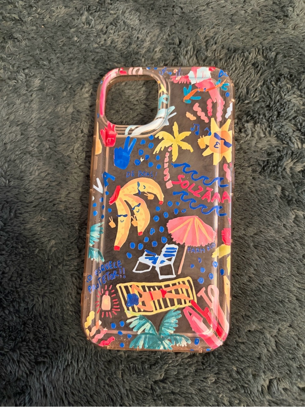 Amazon Clear Phone Case with Multicolor Tropical Beach Design